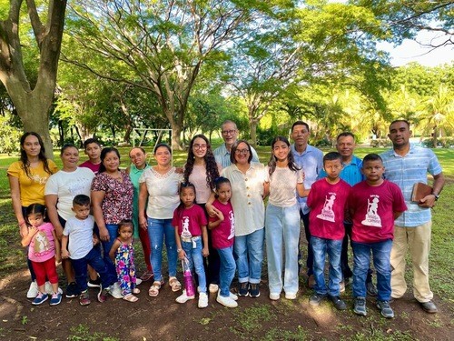 Families gathered with Petra International Ministries in Latin America